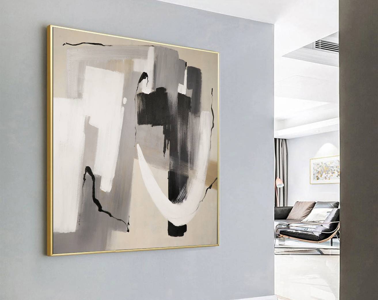 Gray White Modern You Abstract Canvas Wall Art 8W4V7 wall art